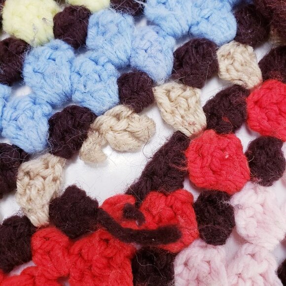 Vintage Multicolor Granny Square Knit Crocheted Afghan Throw Bedspread 68" x 83" - Picture 6 of 7